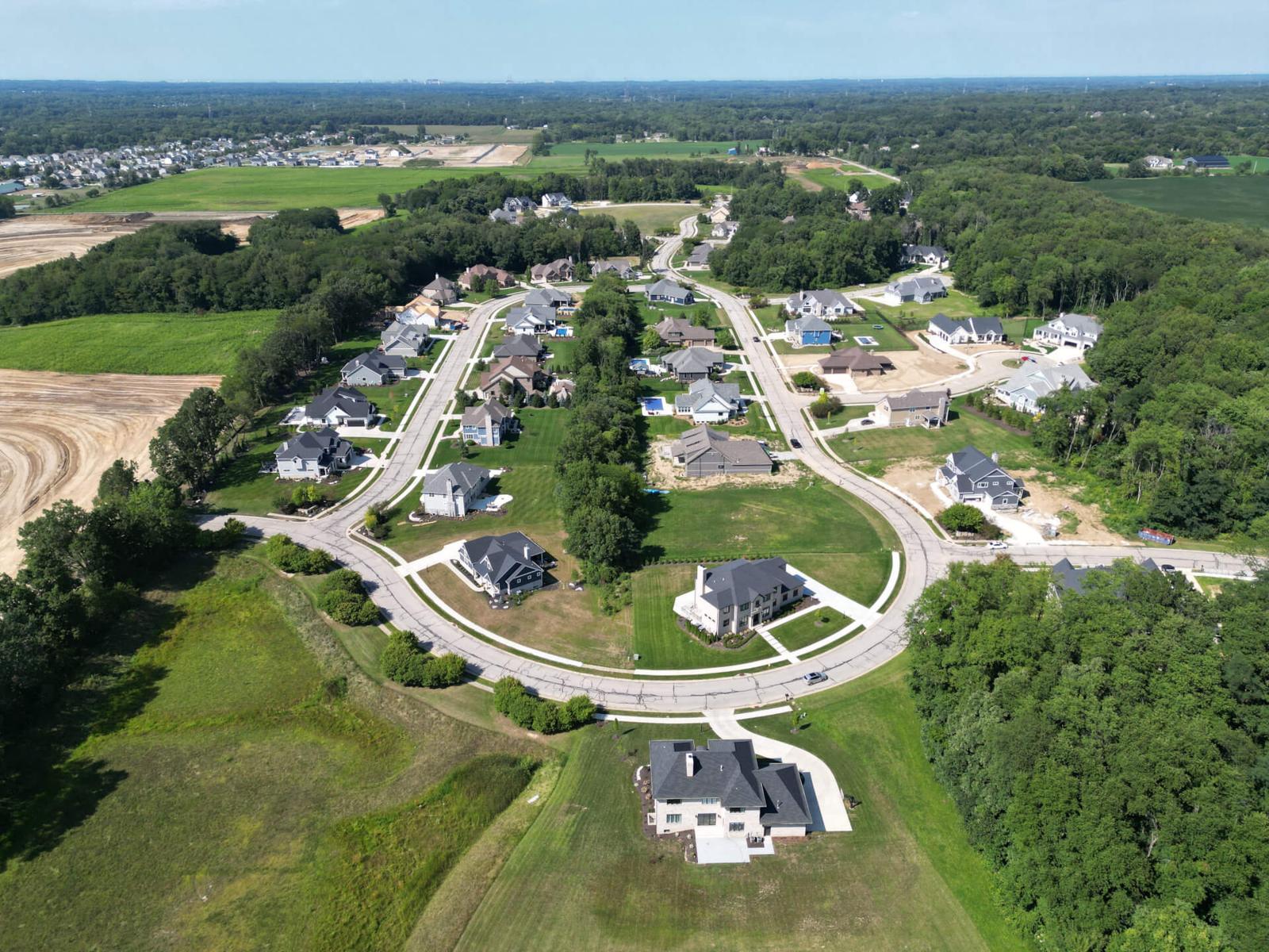 Aerial view of homes along the main boulevard